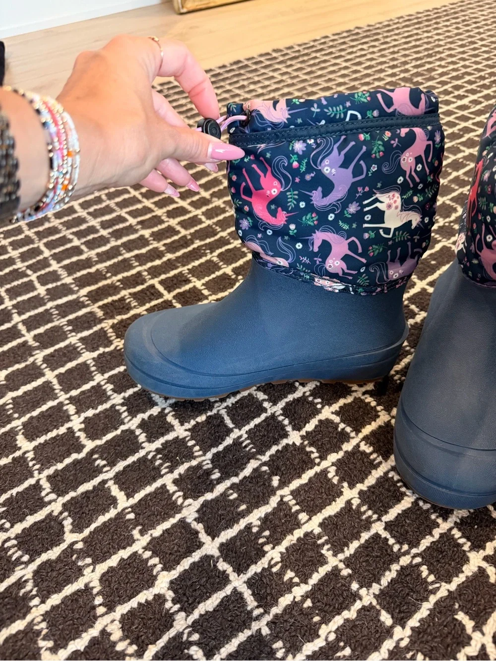 Bogs Navy Kids Unicorn Print Winter insulated Boots